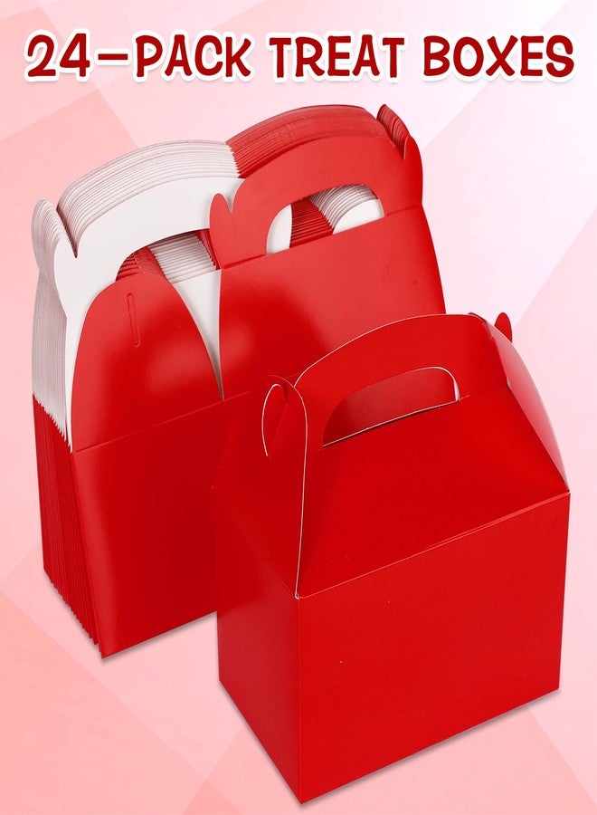JEFHOMKIT 24Pack Gable Boxes,Party Favor Treat Boxes,Goodie Gift Boxes for Party Favor,Gable Red Candy Treat Boxes,Paper Gable Gift Boxes with Handle for Birthday Party Wedding Baby Shower,6.2x3.5x3.4In(Red) - Image 2