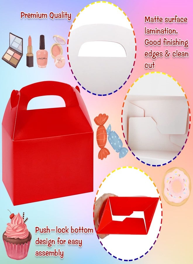 JEFHOMKIT 24Pack Gable Boxes,Party Favor Treat Boxes,Goodie Gift Boxes for Party Favor,Gable Red Candy Treat Boxes,Paper Gable Gift Boxes with Handle for Birthday Party Wedding Baby Shower,6.2x3.5x3.4In(Red) - Image 5