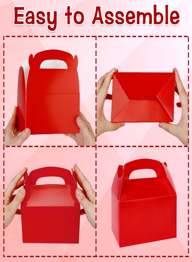 JEFHOMKIT 24Pack Gable Boxes,Party Favor Treat Boxes,Goodie Gift Boxes for Party Favor,Gable Red Candy Treat Boxes,Paper Gable Gift Boxes with Handle for Birthday Party Wedding Baby Shower,6.2x3.5x3.4In(Red) - Image 4