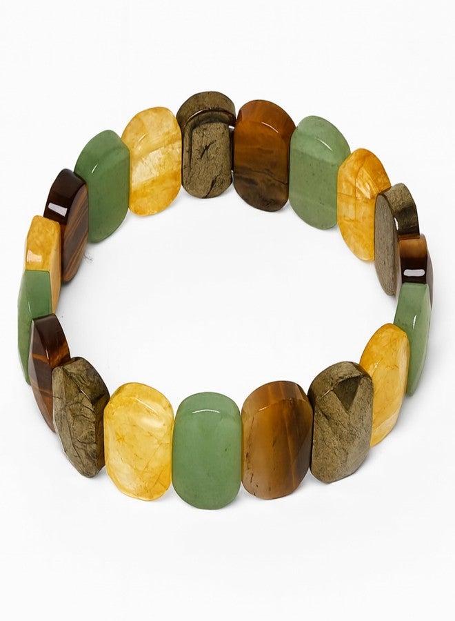 Plus Value Wealth Abundance Dhan Yog Crystal Stone Bracelet Round Beads Reiki Healing Beads for Men & Women | Vastu Feng Shui Prosperity Gift with Jute Bag - Image 5