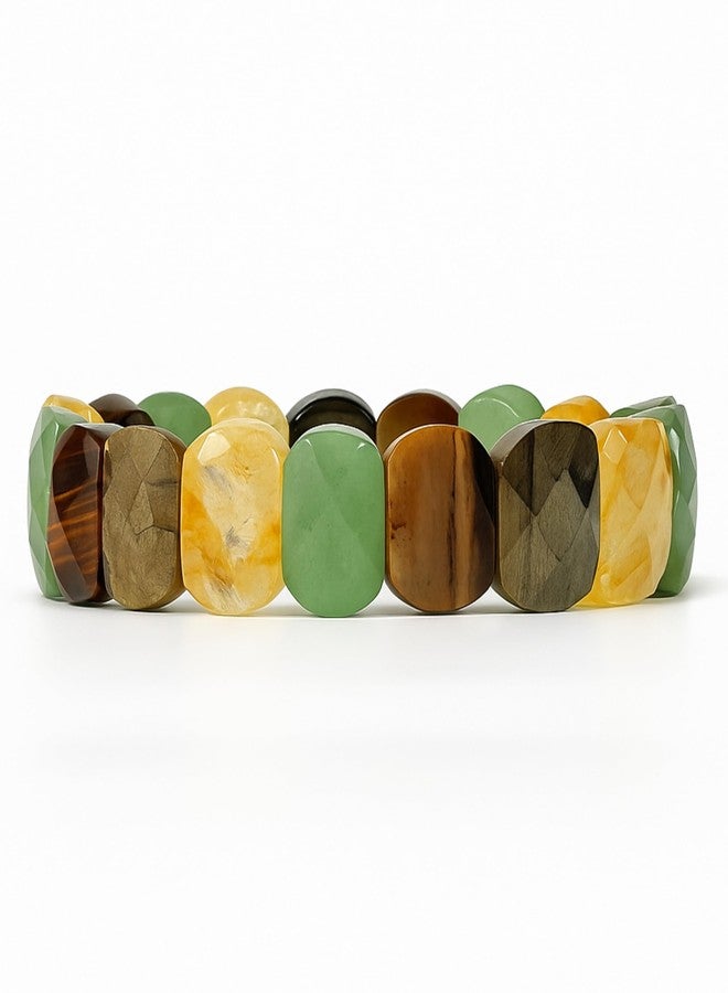 Plus Value Wealth Abundance Dhan Yog Crystal Stone Bracelet Round Beads Reiki Healing Beads for Men & Women | Vastu Feng Shui Prosperity Gift with Jute Bag - Image 4