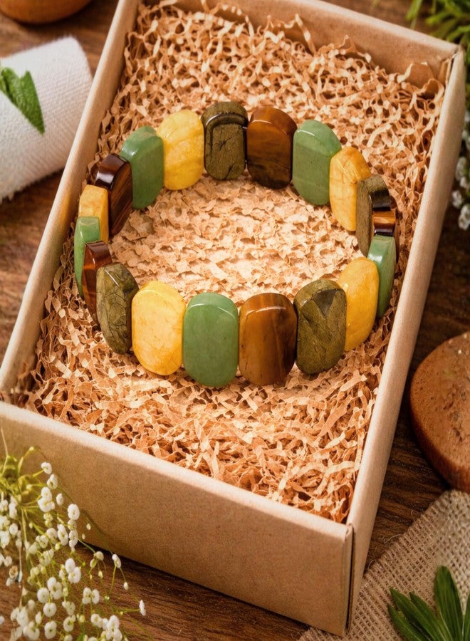 Plus Value Wealth Abundance Dhan Yog Crystal Stone Bracelet Round Beads Reiki Healing Beads for Men & Women | Vastu Feng Shui Prosperity Gift with Jute Bag - Image 3
