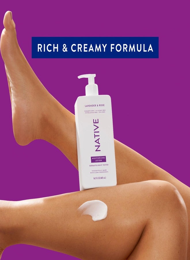 Native Body Lotion Contains Naturally Derived Plant-Based Moisturizers for Women and Men | Restores Dry Skin, Lavender & Rose, 16.5 fl oz - Image 3