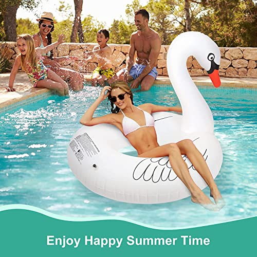 FlyfreeU Solar Inflatable Swan Pool Floats with Lights, LED RGB Color Changing Light Up Pool Floats Adult, 42'' Large Swan Pool Floaties, Lake Floats Summer Pool Raft Lounge for Adults - 2 PC - Image 4