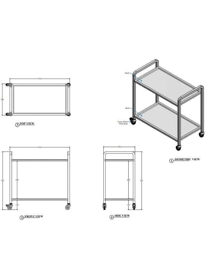 SOFIA Refrigeration 2 Tier Stainless Steel Utility Cart with Wheels - Image 3