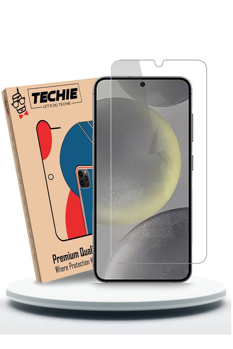 Techie واقي شاشة زجاجي مقوى عالي الدقة لهاتف Samsung Galaxy S24 Plus - مضاد للانعكاس ومضاد للفقاعات وصلابة 9H 0.33 مم وحواف مستديرة وسهولة التركيب - Image 1