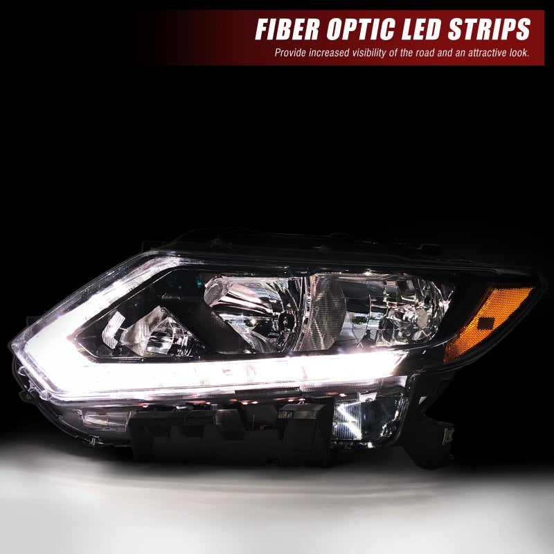 ADCARLIGHTS Headlight Assembly for 2014 2015 2016 Nissan Rogue Clear Lens Black Housing with Amber Reflector Headlamp Replacement Left and Right Pair(Only Fits Models with Halogenï¼ˆW/O Bulbsï¼‰ - Image 5