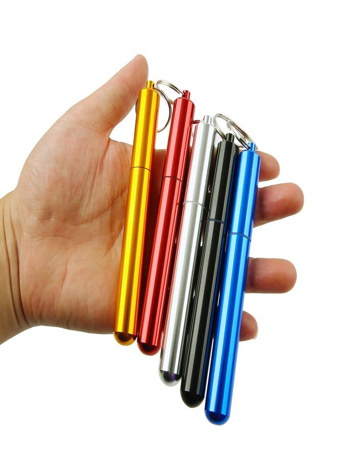 Vagocom 5Pcs Aluminum Alloy Container with Keychain, 4.33 x 0.55 x 0.55 Inches Pocket Waterproof Metal Storage Holder Case - Image 3
