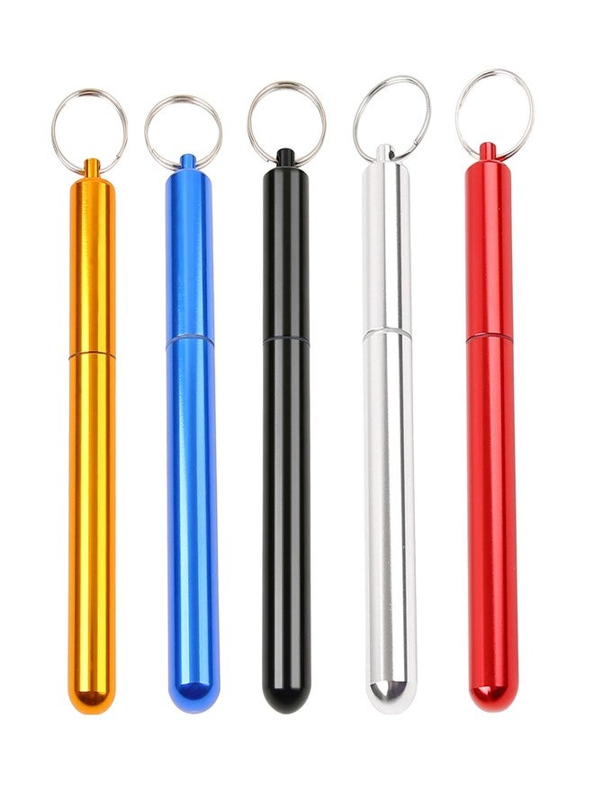 Vagocom 5Pcs Aluminum Alloy Container with Keychain, 4.33 x 0.55 x 0.55 Inches Pocket Waterproof Metal Storage Holder Case - Image 1