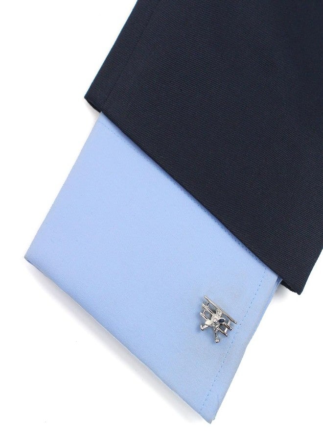Peluche Silver Airplane Cufflinks for Men - Image 4