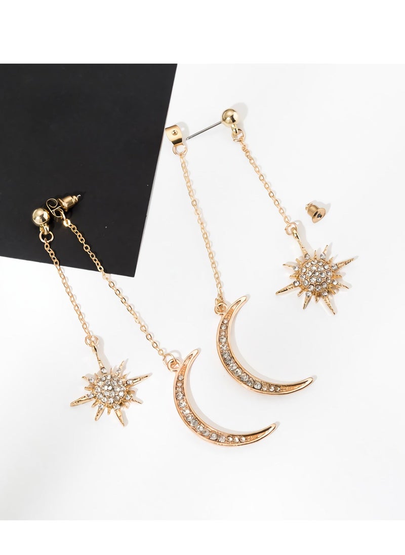 SYOSI - Dainty Long Dangle Earrings for Women Girls, Fashion Jewelry, C ute Gold Silver dangly, Upgrade Moon Stars Sun Earring, Fashion Long Drop Dangle, Earring Set - Image 1