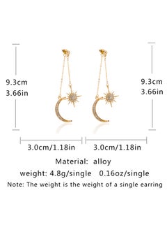 SYOSI Dainty Long Dangle Earrings for Women Girls, Fashion Jewelry, C ute Gold Silver dangly, Upgrade Moon Stars Sun Earring, Fashion Long Drop Dangle, Earring Set  - Image 2