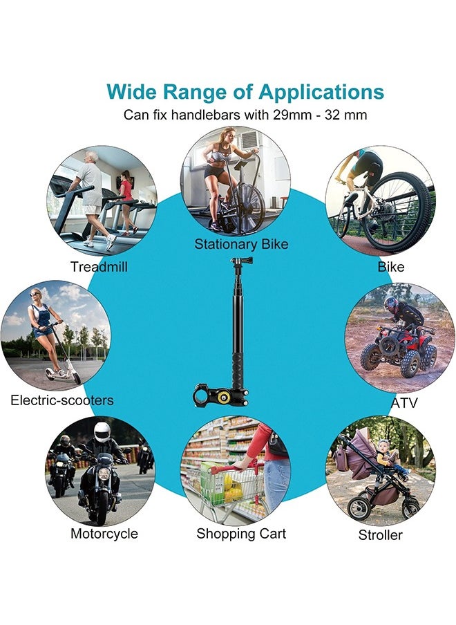 PULUZ - PULUZ Stable Aluminum Motorcycle Bicycle Camera Mount with Monopod Stand Shock-Proof Panoramic Capture for Insta 360 One×2/×3 and Other Action Cameras Fits 29mm-32mm Handlebars for Off-Road Adventures - Image 1