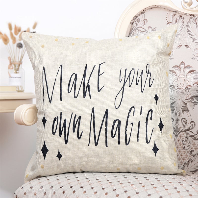 شاربدو غطاء وسادة ديكور مطبوع عليه عبارة Make Your Own Magic متعدد الألوان 45 x 45سم - Image 4