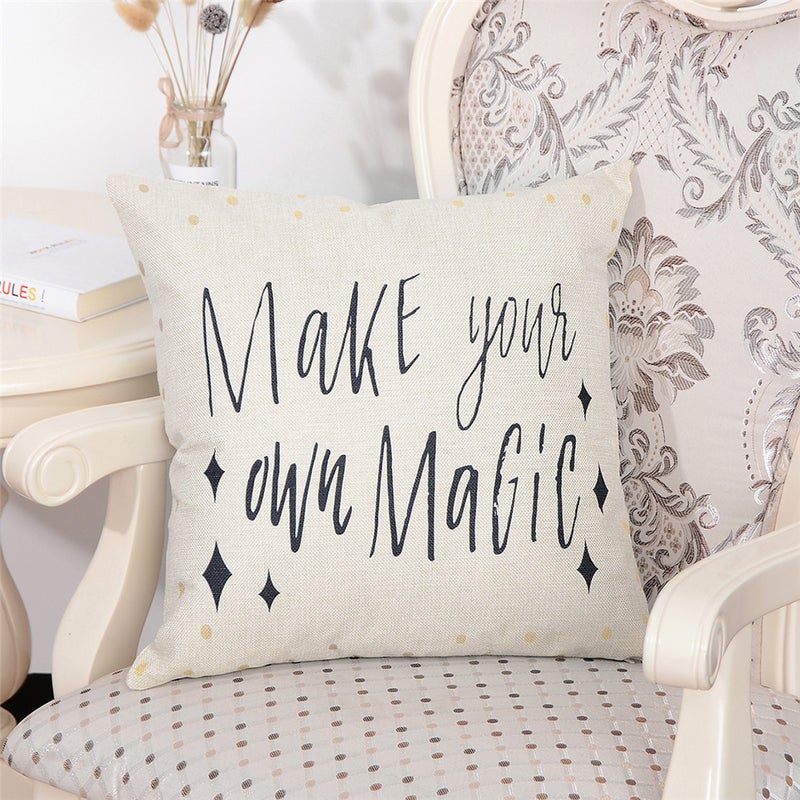 شاربدو غطاء وسادة ديكور مطبوع عليه عبارة Make Your Own Magic متعدد الألوان 45 x 45سم - Image 2