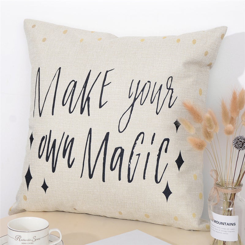 شاربدو غطاء وسادة ديكور مطبوع عليه عبارة Make Your Own Magic متعدد الألوان 45 x 45سم - Image 3