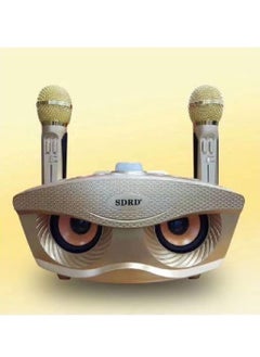 SDRD Karaoke Machine Portable Speaker Bluetooth Karaoke Speaker with Dual Wireless Mics for Kids & Adults, Wireless Speaker for Indoor & Outdoor Party,  Golden  - Image 1