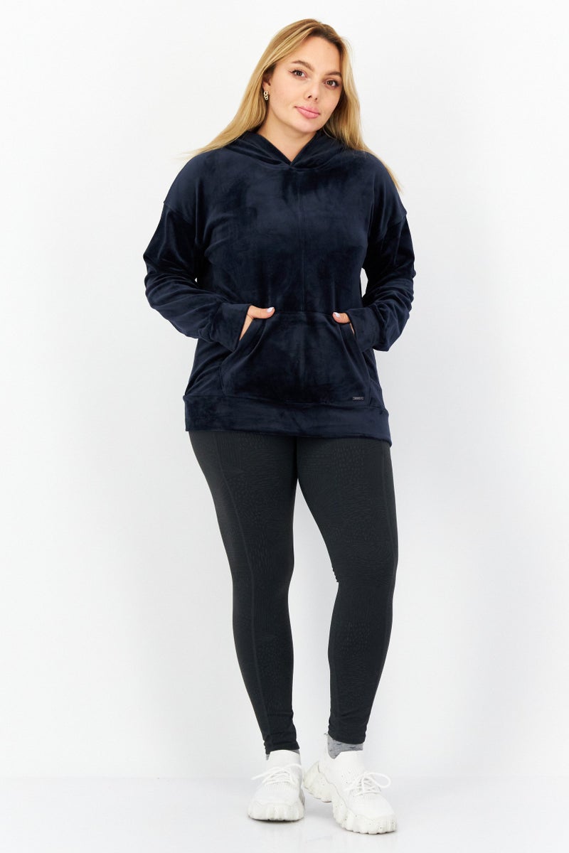 Andrew Marc Women Hooded Long Sleeve Sweatshirt, Navy - Image 4