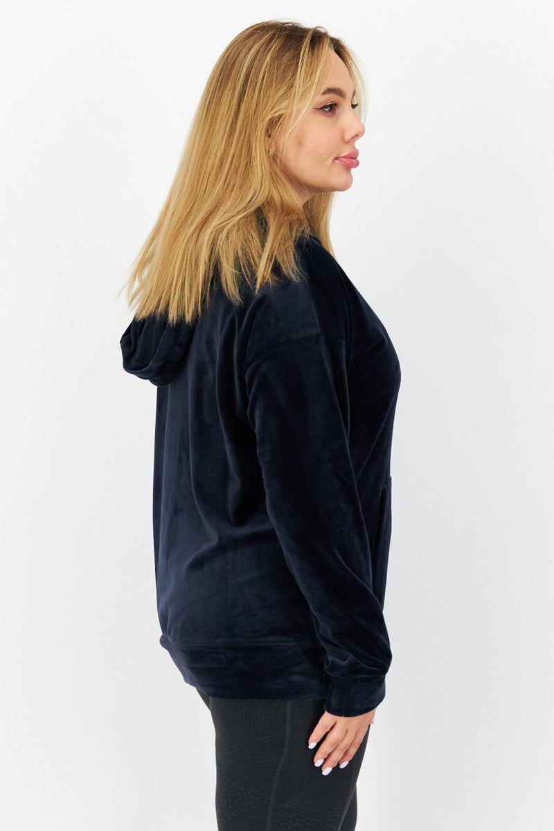 Andrew Marc Women Hooded Long Sleeve Sweatshirt, Navy - Image 3