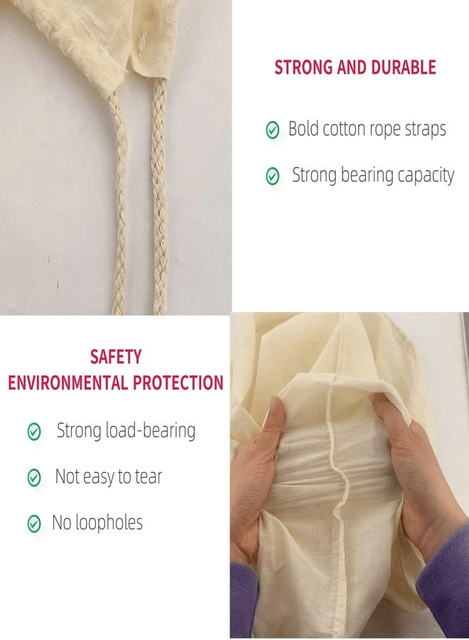 AOUXSEEM أكياس تخمير كبيرة جدًا (26 × 22 بوصة) لتخمير النبيذ المنزلي، أكياس من قماش الشاش القطني الناعم 100%، مصفاة سميكة قابلة لإعادة الاستخدام مع رباط، كيس عصير شاي، فلتر للشوائب (كبير جدًا، عبوة من قطعتين) - Image 3