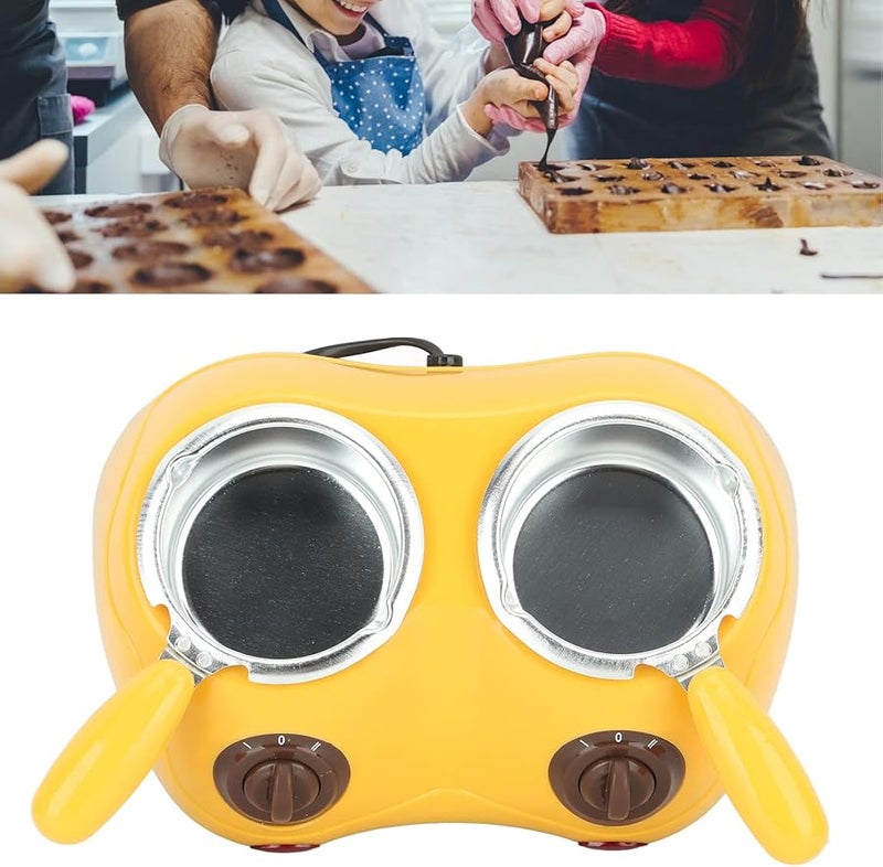 Dual Temperature Electric Chocolate Melting Pot with Accessories Yellow Candy Fondue Fountain Maker - Image 3