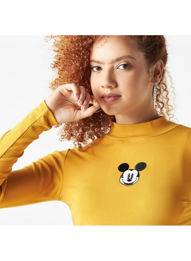 SP Characters Mickey Mouse Embroidered T-shirt with High Neck and Long Sleeves  - Image 4