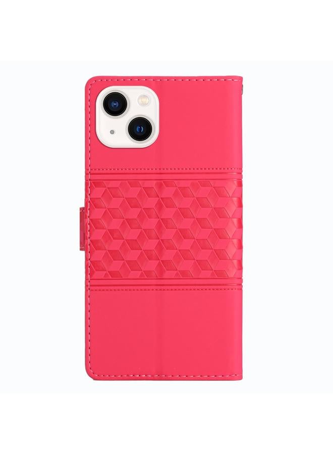 S-TOP Case For iPhone 13 mini Diamond Embossed Skin Feel Leather Phone Case with Lanyard - Image 3