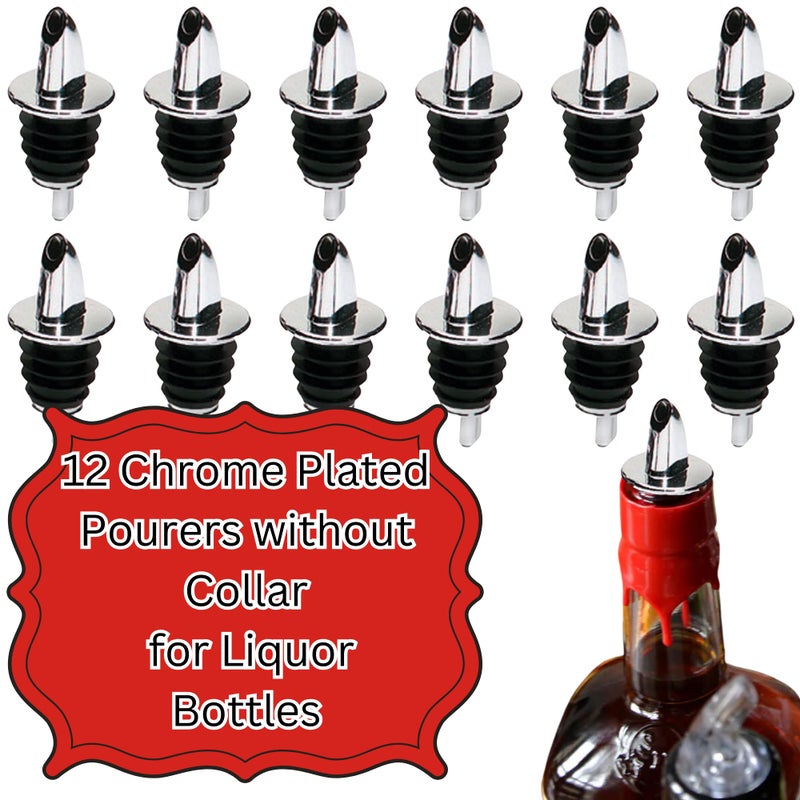 TableCraft 670, Economy Liquor Bottle Pourers, Chrome Plated Plastic, No Collar, Fits Standard 750 ml Bottles, Smooth Accurate Pour, Spill-Reducing Design, Silver, 1.25" x 1.25" x 2.75" - Image 1