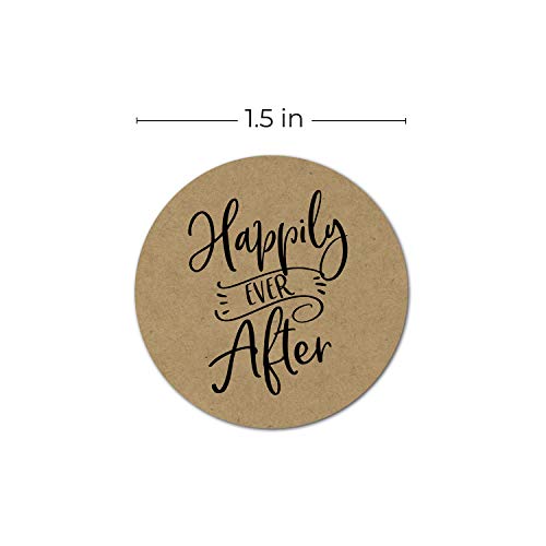SBlabels Happily Ever After Stickers / 250 Brown Kraft Wedding Envelope Seals / 1.5" Round Fairytale Invitation Thank You Stickers/Made in The USA - Image 5