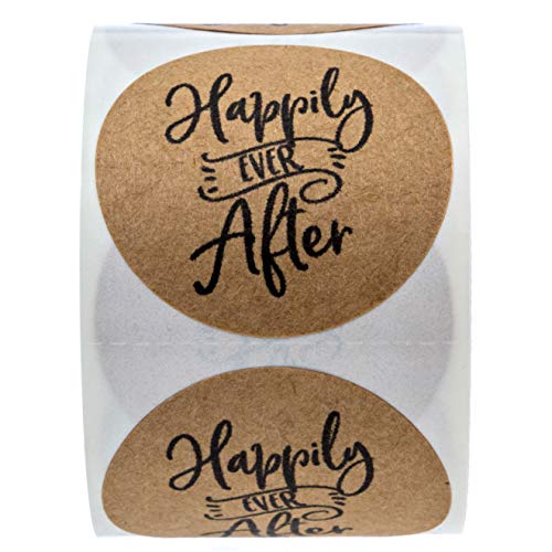 SBlabels Happily Ever After Stickers / 250 Brown Kraft Wedding Envelope Seals / 1.5" Round Fairytale Invitation Thank You Stickers/Made in The USA - Image 2