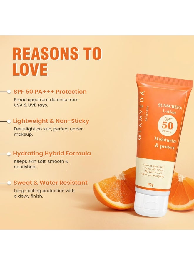 Glamveda Sunscreen Lotion Spf 50 PA+++ for Moisturize & Protect 60 ml (Pack Of 3)  | Transparent & Ultra-lightweight Sunscreen | Non-Greasy, Quick-Absorbing | Zero White Cast | For Women & Men - Image 4
