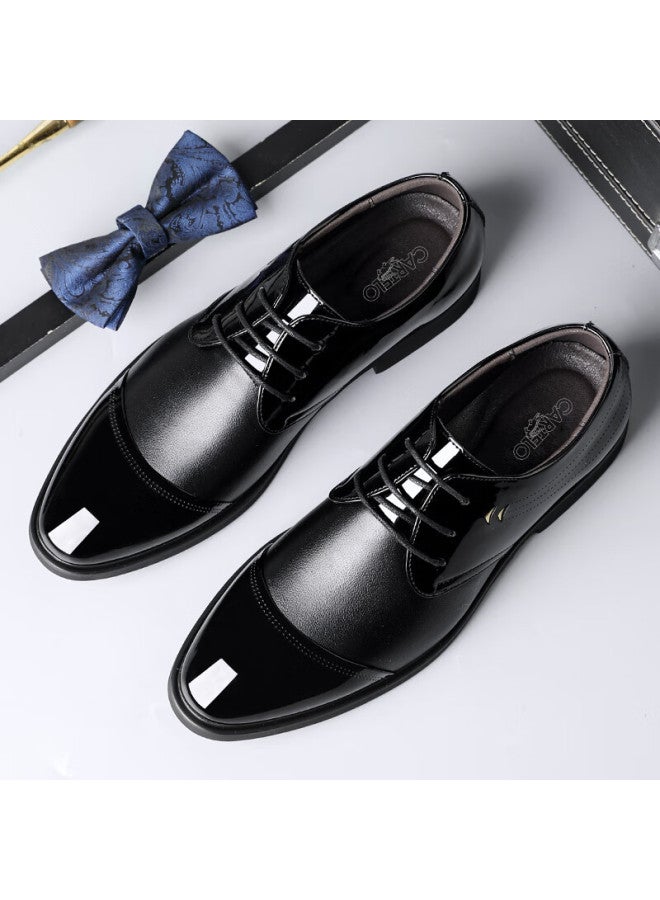 Cartelo Men's Business Formal Shoes Workplace Low-cut Trendy Lace-up Leather Shoes Men 1057 Black Size 41 - Image 5