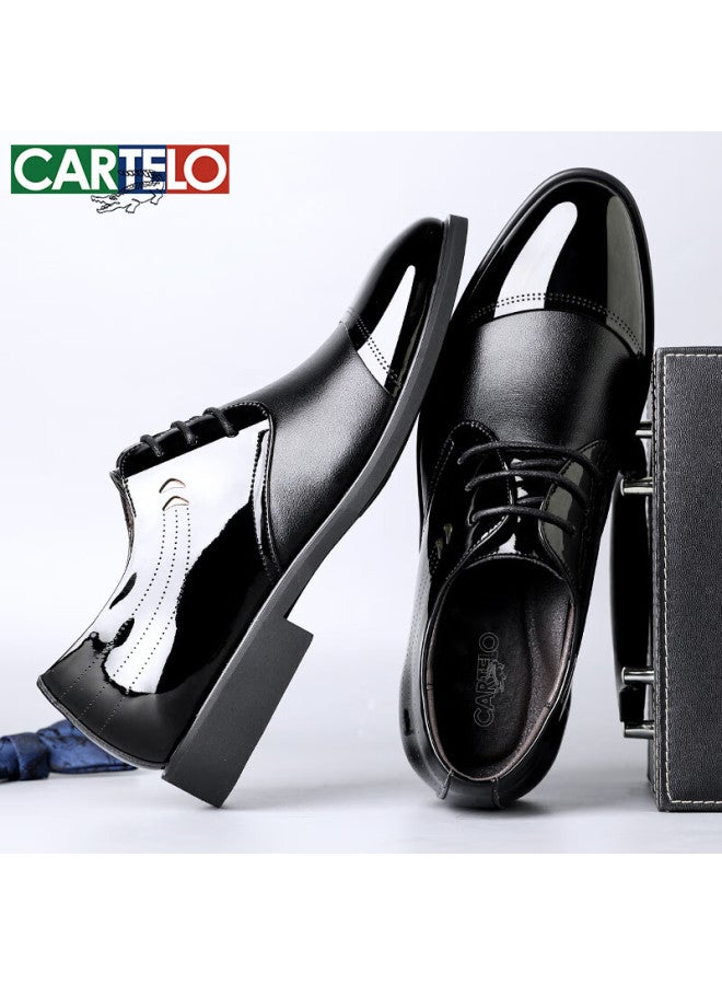 Cartelo Men's Business Formal Shoes Workplace Low-cut Trendy Lace-up Leather Shoes Men 1057 Black Size 41 - Image 4