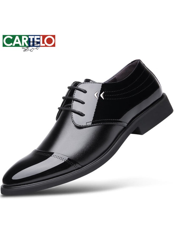 Cartelo Men's Business Formal Shoes Workplace Low-cut Trendy Lace-up Leather Shoes Men 1057 Black Size 41 - Image 1