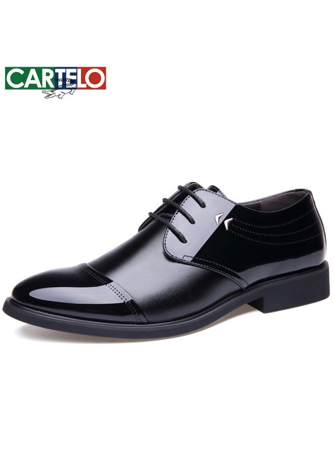 Cartelo Men's Business Formal Shoes Workplace Low-cut Trendy Lace-up Leather Shoes Men 1057 Black Size 41 - Image 2