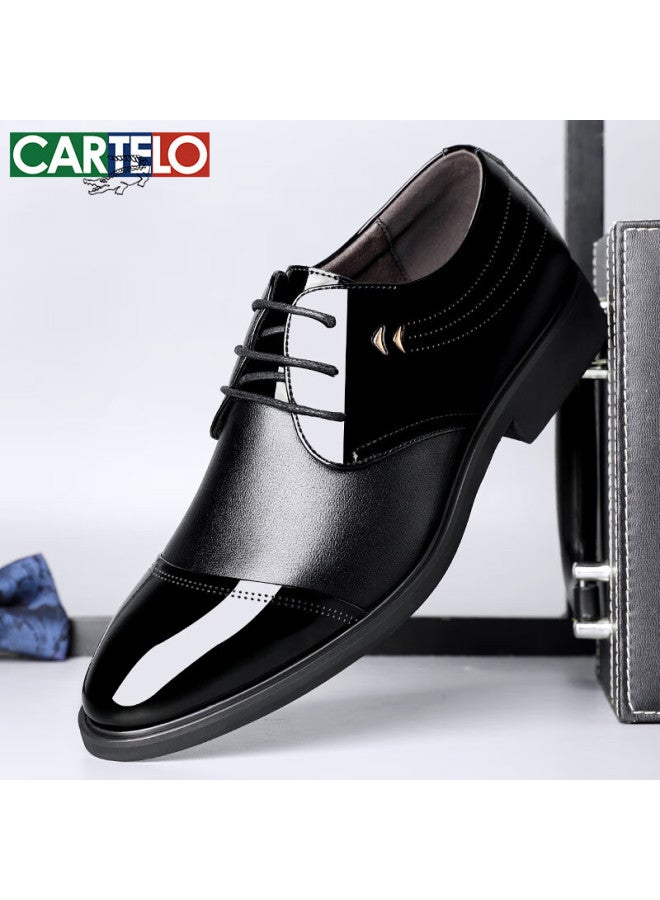 Cartelo Men's Business Formal Shoes Workplace Low-cut Trendy Lace-up Leather Shoes Men 1057 Black Size 41 - Image 3