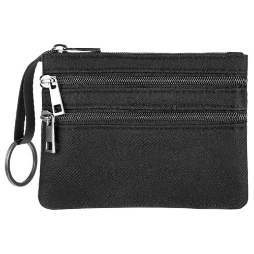 Amabro Small Coin Purse, Mini Change Pouch with Zip Key Ring Portable Wallet Mini Money Pocket Keychain Coin Bag for Women Credit Card ID Key Lipstick - Image 1