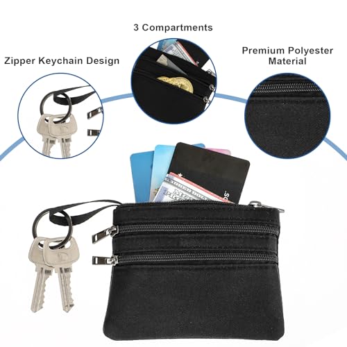 Amabro Small Coin Purse, Mini Change Pouch with Zip Key Ring Portable Wallet Mini Money Pocket Keychain Coin Bag for Women Credit Card ID Key Lipstick - Image 3