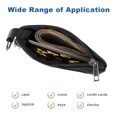Amabro Small Coin Purse, Mini Change Pouch with Zip Key Ring Portable Wallet Mini Money Pocket Keychain Coin Bag for Women Credit Card ID Key Lipstick - Image 5