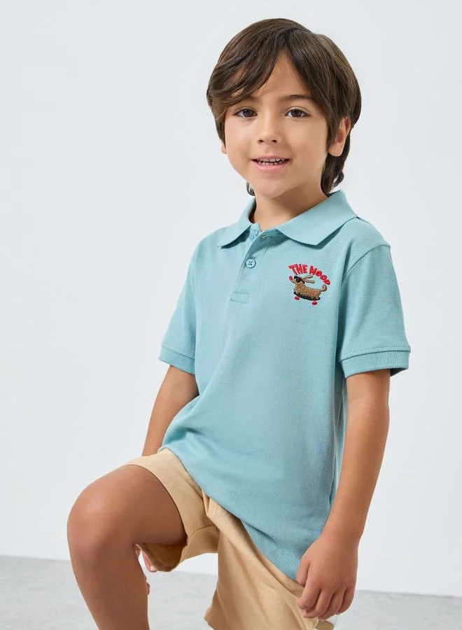 ستايلي تيشيرت بولو قطن مُطرّز