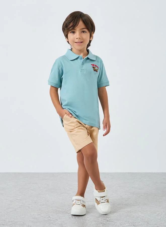 ستايلي تيشيرت بولو قطن مُطرّز