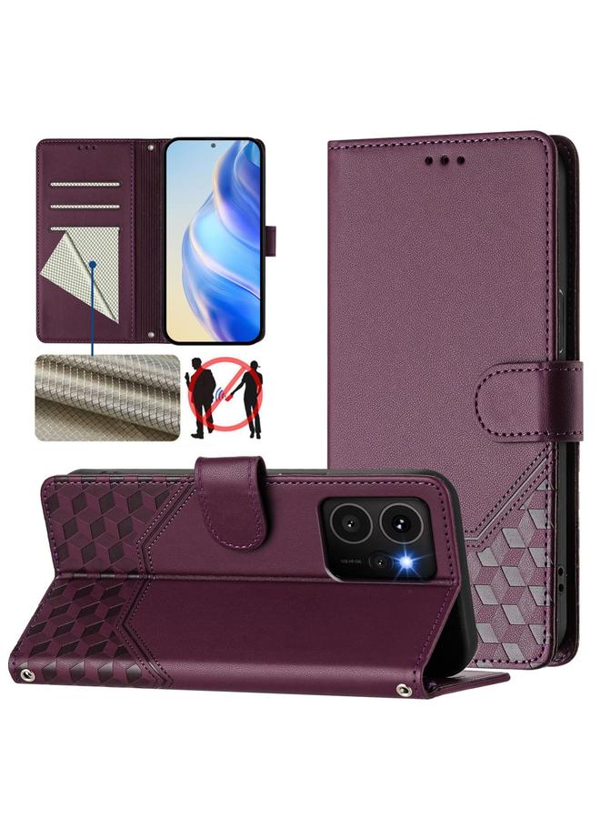 The Bros Phone Case For HMD Skyline Honeycomb Embossing RFID Leather Phone Phone Case - Image 1