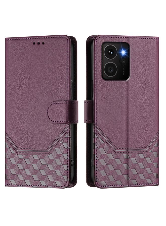 The Bros Phone Case For HMD Skyline Honeycomb Embossing RFID Leather Phone Phone Case - Image 2