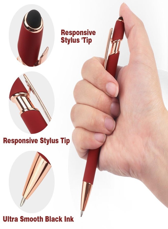 Bribobo 6 Pack Ballpoint Pen 2-in-1 Stylus Retractable Ballpoint Pen with Stylus tip, Metal Stylus Pen for Touch Screens, 1.0 mm Black Ink, 6 Different Color - Image 2