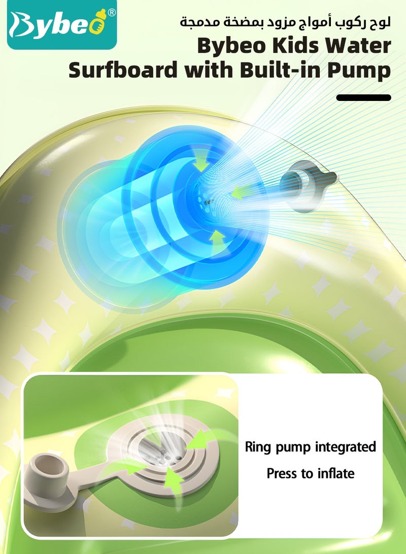 بيبو لوح ركوب الأمواج القابل للنفخ للأطفال مع مقابض، لوح سباحة عائم للأطفال لتعلم السباحة، مات مساعدة للسباحة بنمط أمان الشاطئ، لعبة صيفية ممتعة للسباحة على الماء للأطفال والبنات والكبار. - Image 3