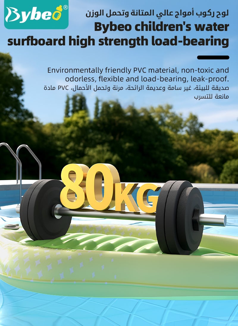 بيبو لوح ركوب الأمواج القابل للنفخ للأطفال مع مقابض، لوح سباحة عائم للأطفال لتعلم السباحة، مات مساعدة للسباحة بنمط أمان الشاطئ، لعبة صيفية ممتعة للسباحة على الماء للأطفال والبنات والكبار. - Image 5