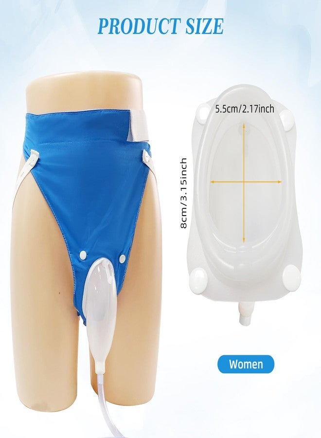 DWCHECK Wearable Urine Collection Bag External Catheter for Women, Reusable Portable Silicone Urinal with 1000ml and 2000ml Urine Catheter Bags,Blue - Image 3