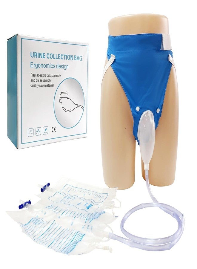 DWCHECK Wearable Urine Collection Bag External Catheter for Women, Reusable Portable Silicone Urinal with 1000ml and 2000ml Urine Catheter Bags,Blue - Image 1