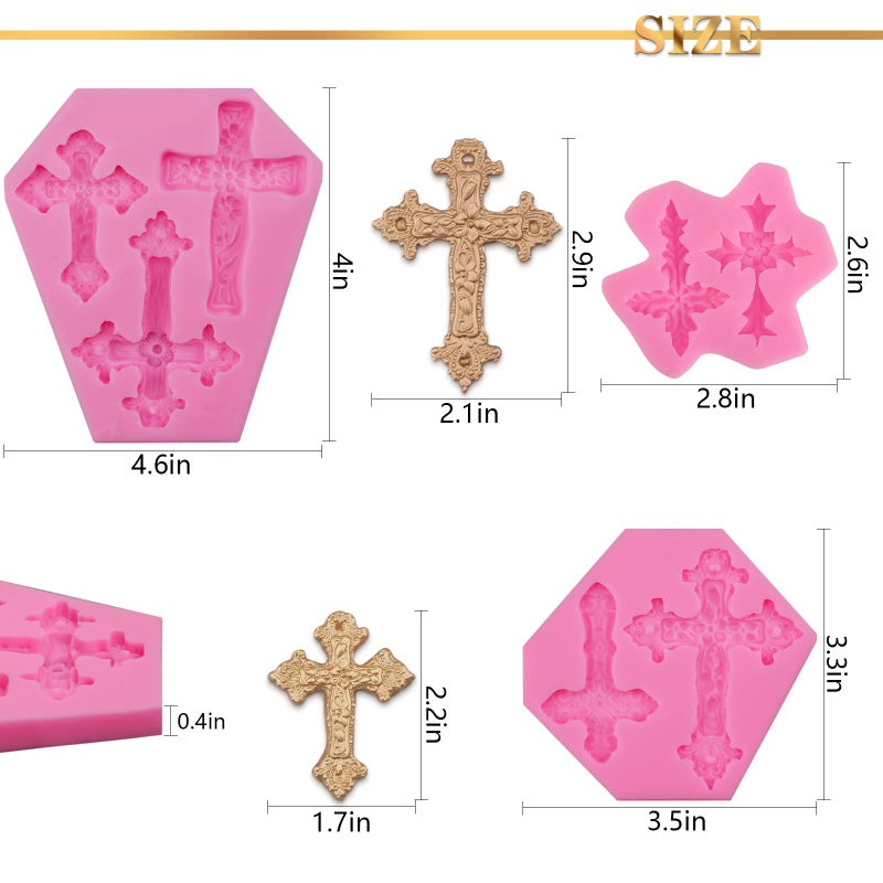 Sakolla 3 Pcs Cross Molds Silicone, Cross Silicone Molds for Chocolate Cake Fondant Candy Clay Cupcake Candle Baptism - Image 4