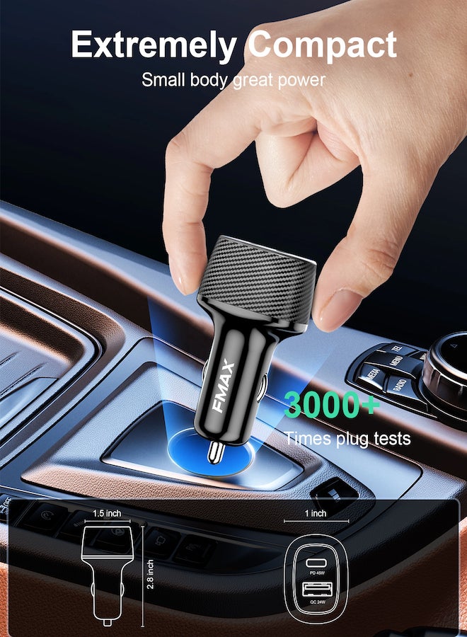 FMAX USB C Car Charger, Apple MFI 69W Fast USB Car Charger Plug with PD&QC 3.0 Dual Port Compatible with iPhone 15/15 Plus/14 Pro/14 Pro Max/13/12,4,iPad - Image 3